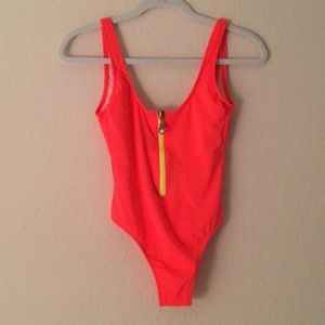 NWOT Aque Swimwear Neon Orange Swimsuit One piece